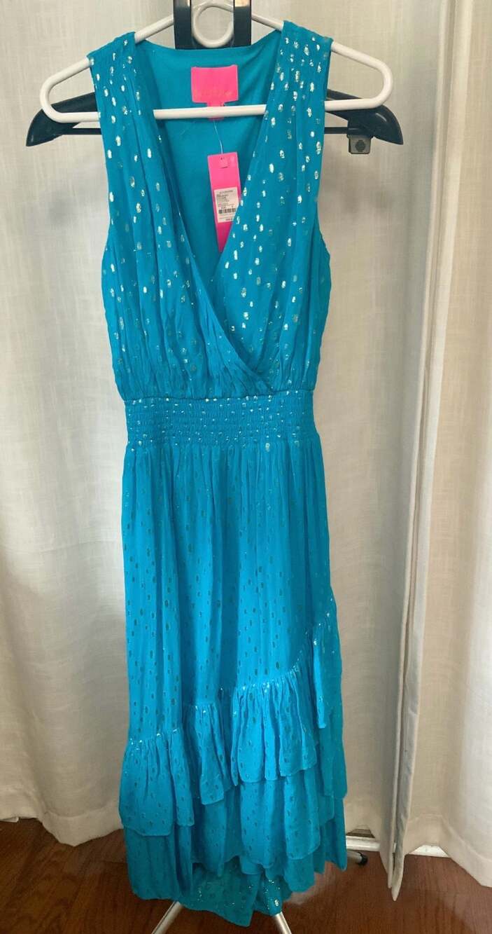 Lilly Pulitzer Valeri Midi Dress Women NWT Size 4 Cumulus Blue